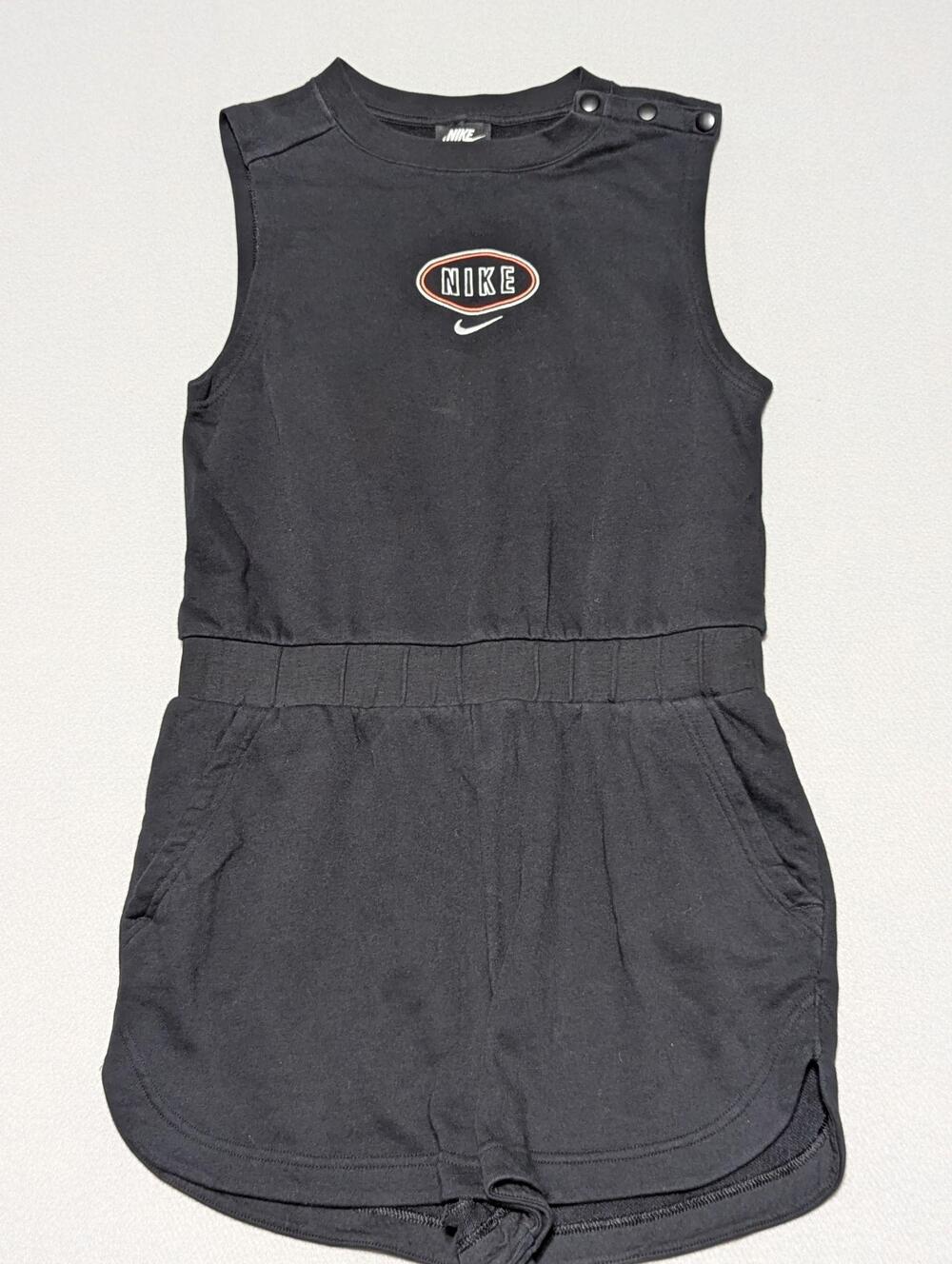 Nike Romper Womens Medium Black Sleeveless Elastic Waist Pockets Jersey